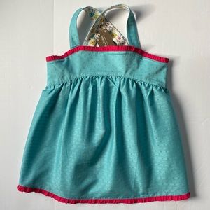 Matilda Jane Shirt Size 12 NWT Enchanted Garden Smock Top New Aqua Pink Trim